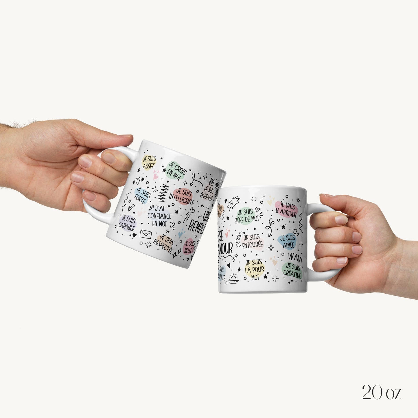 Taza "Afirmaciones positivas" (femenina) versión francesa
